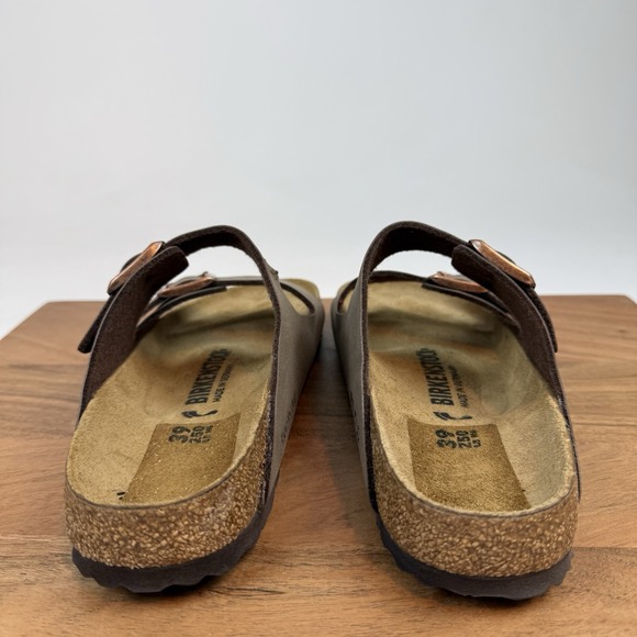 New NWOB Womens Birkenstock Arizona Brown Leather Comfort Slides Sandals Size 39 - Picture 4 of 11
